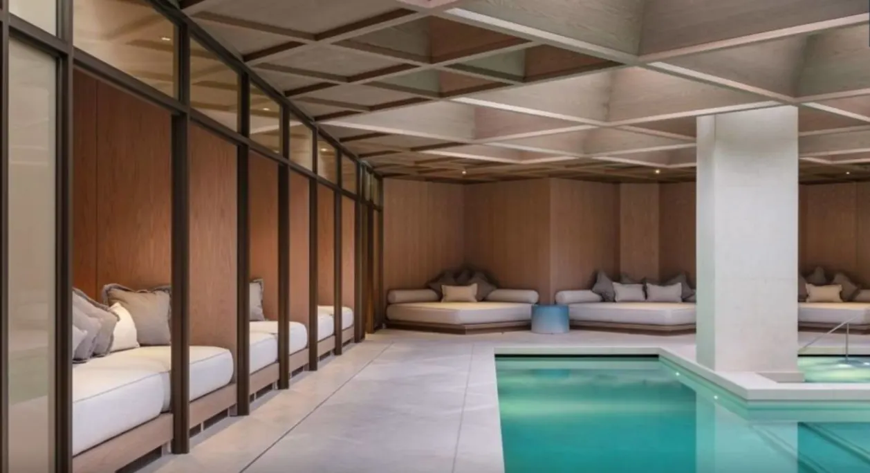 Cabanas at pool at The Londoner spa hotel